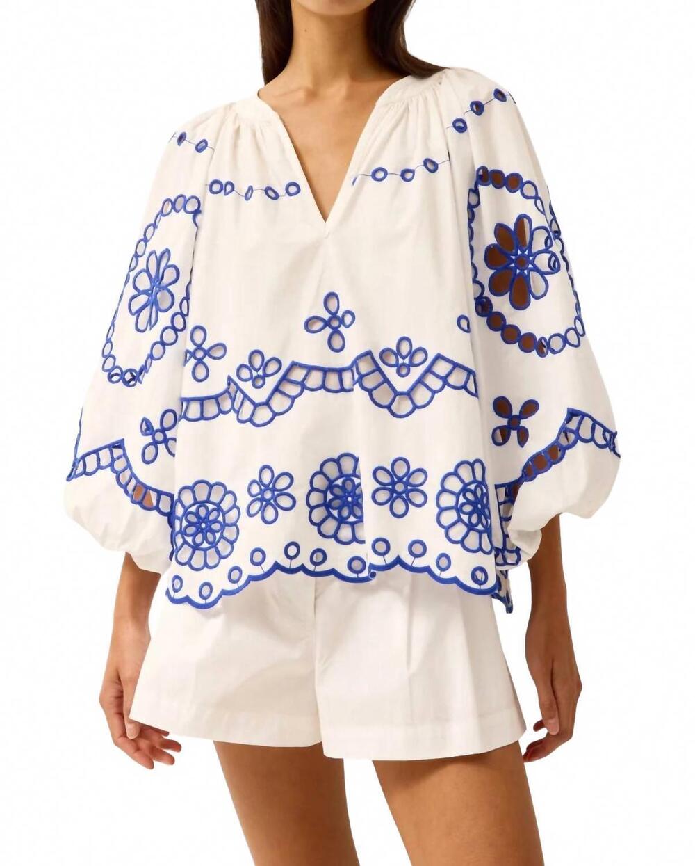 NEW MARIE OLIVER vara top in bluejay
